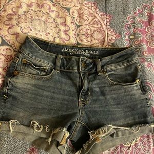 Medium wash denim shorts